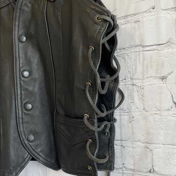 All American Ryder Black Leather Biker Vest with Harley-Davidson - Picture 6 of 8